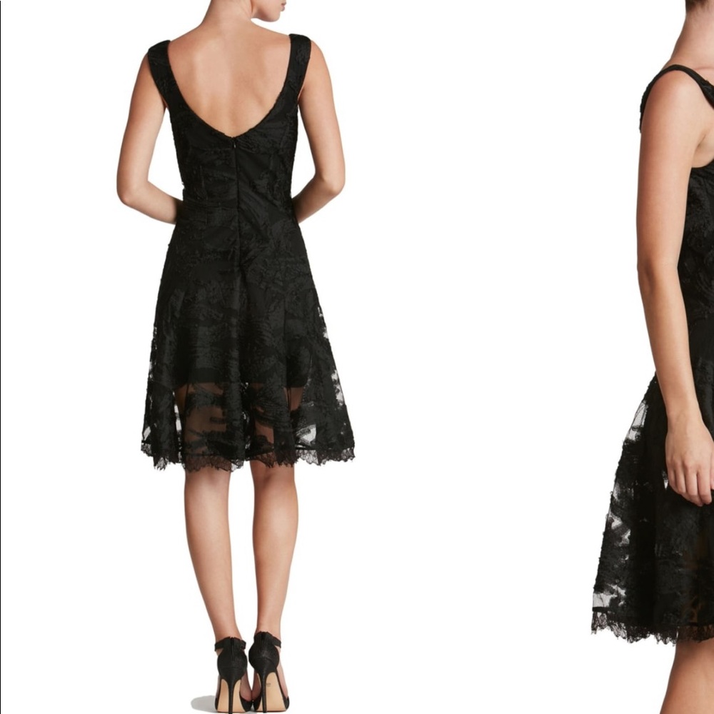 Black Dress the Population fit n flare Maya dress